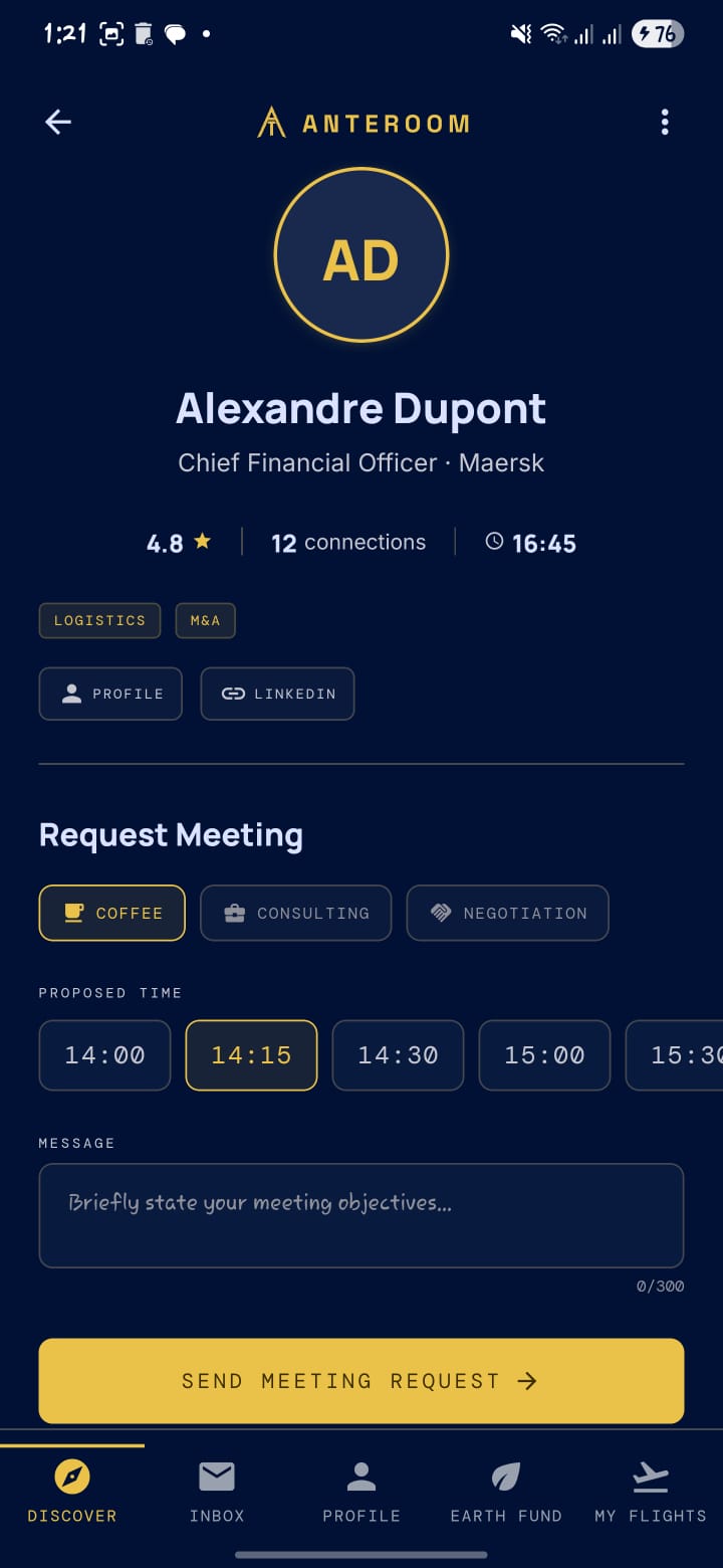 Meeting request screen