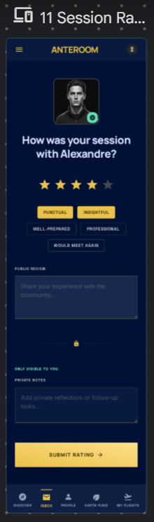 Session rating screen